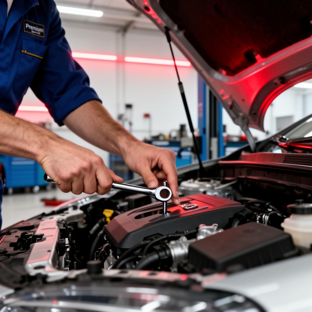 Mechanik při práci v moderním autoservisu